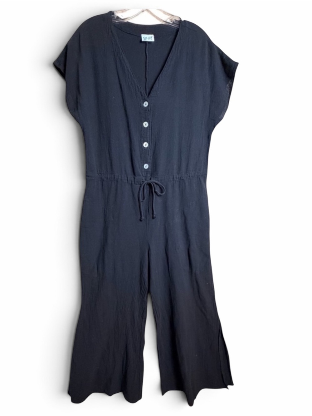 Oh My Gauze Mina Cotton Gauze Wide Leg Jumpsuit Black S M